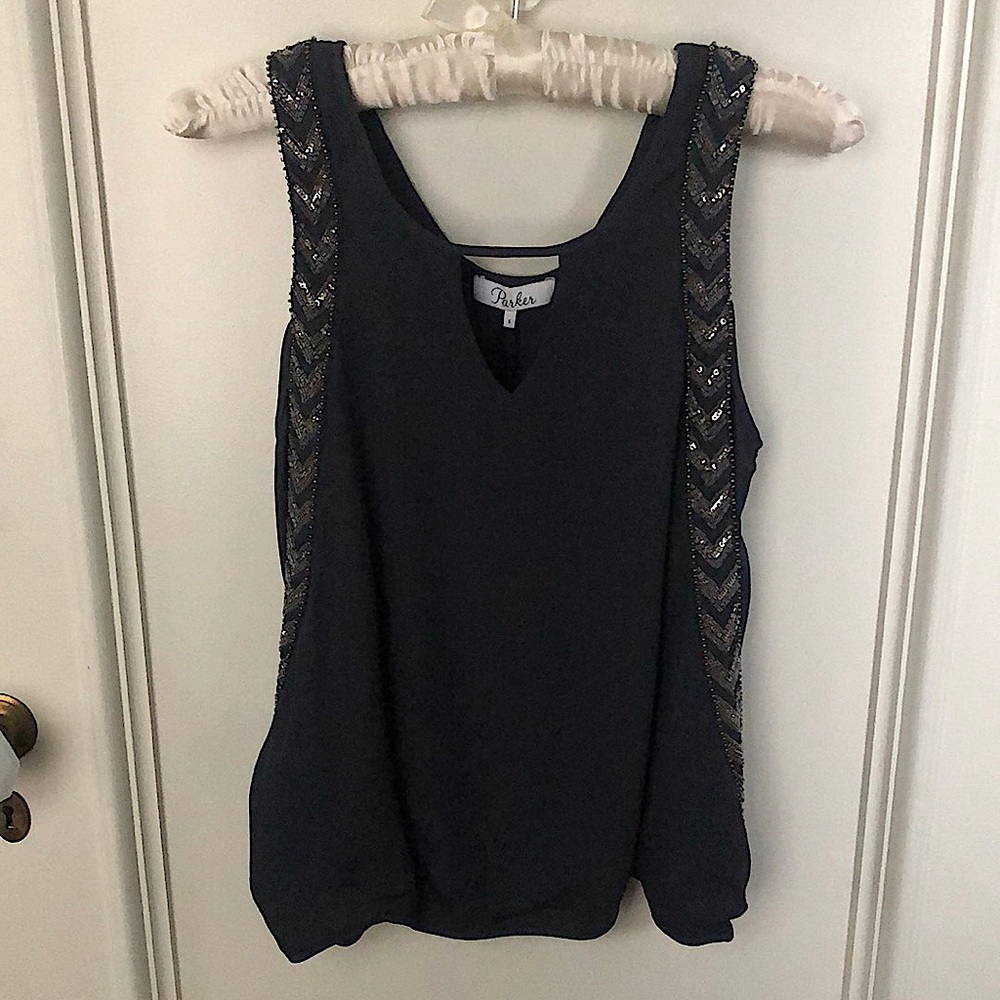 Parker Raphael Beaded Draped Sleeveless Top